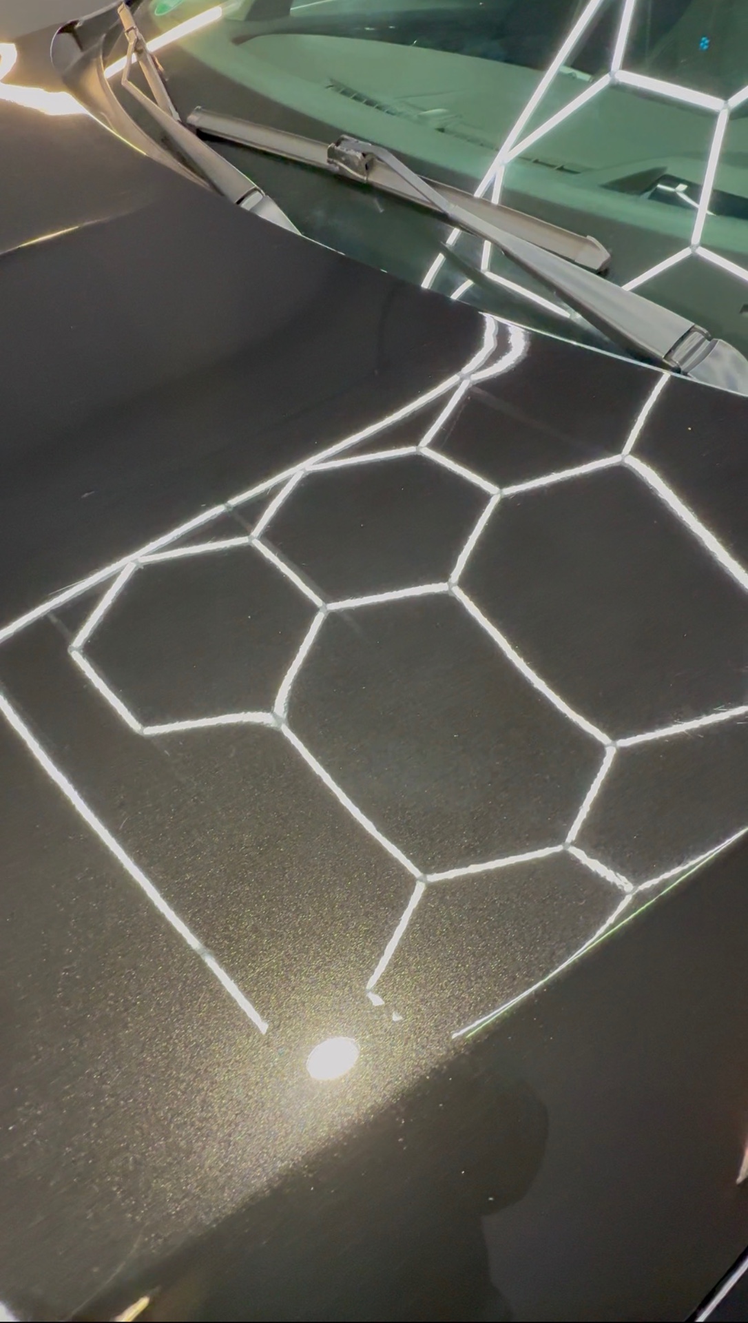 Cupra Motorhaube mit tiefem Glanz und klaren Hexagon-Reflexionen nach der Politur